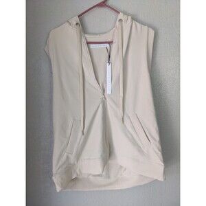 Susana Monaco rib trim sleeveless vest Belgian cream NWT med